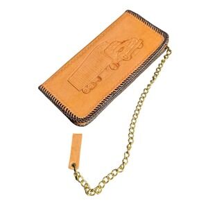 Vintage leather truckers wallet with chain